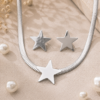 Set Acero Collar y Aros Estrella Plateado