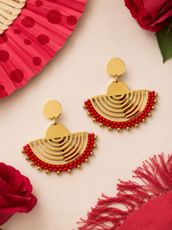 Aros Abanico Flamenco Rojo
