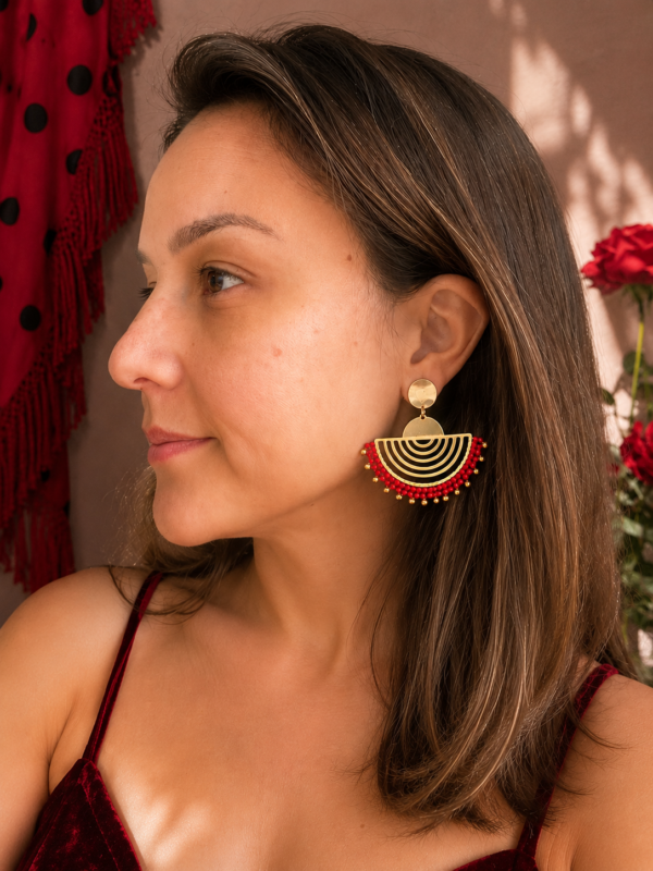 Aros Abanico Flamenco Rojo