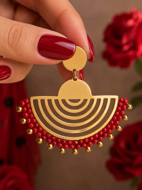 Aros Abanico Flamenco Rojo