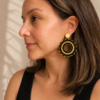 Aros Mandala Negro Y Dorado de Acero y Mostacillas