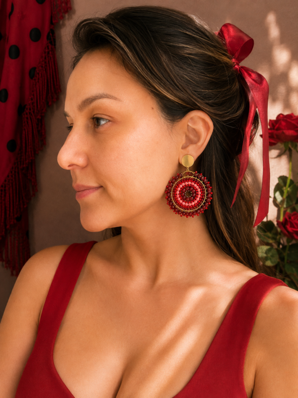 ChatGPT Image 14 ago 2026, 17_16_55 Aros Mandala Rojo & Dorado – Acero Inoxidable y Mostacillas