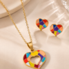 Set Collar y Aros Corazón Multicolor de Acero Inoxidable