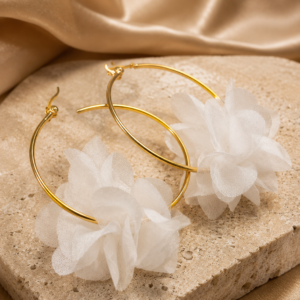 Aros Argolla Floral Dorados de Acero Inoxidable