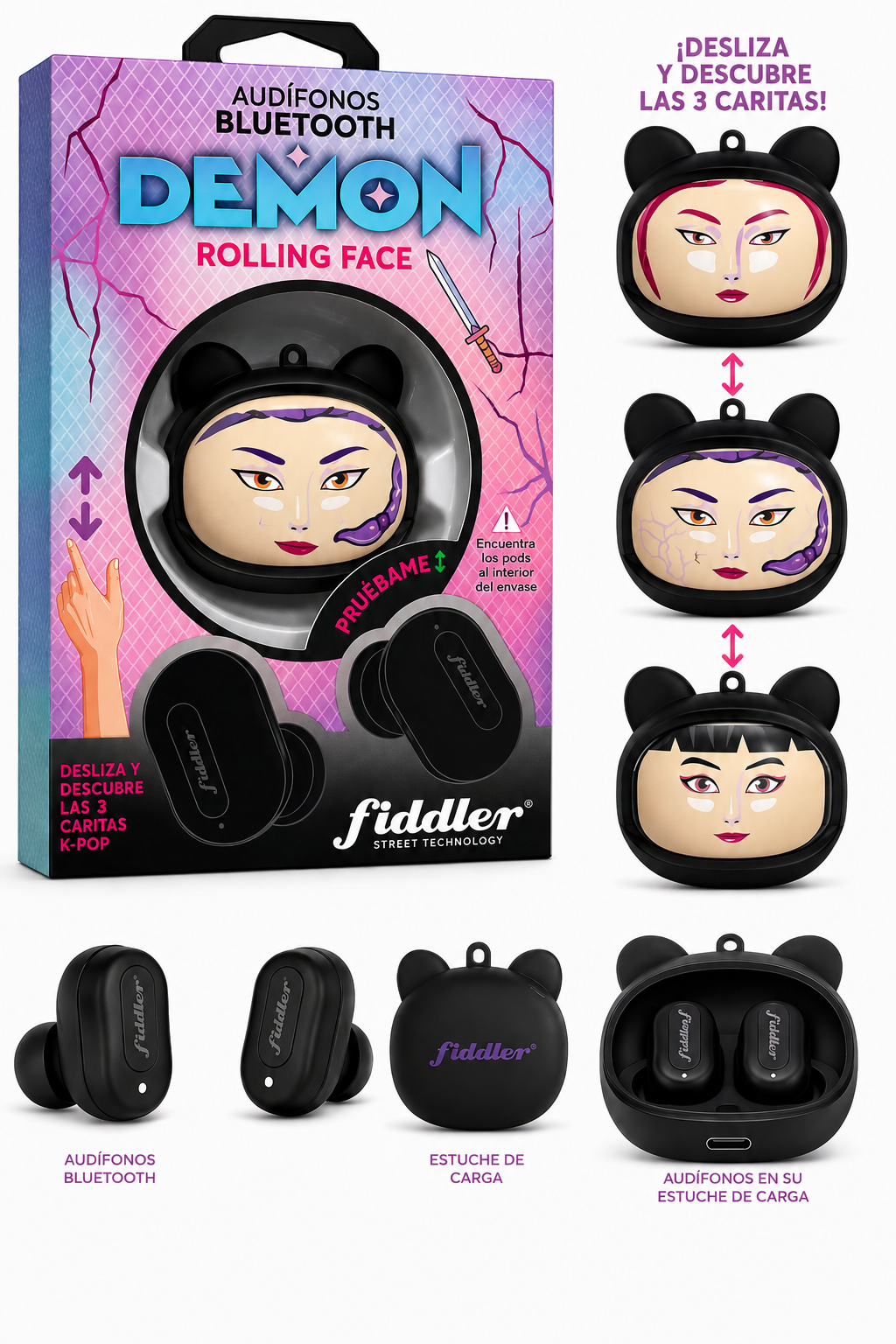 Audífonos Bluetooth CAPIBARA Rolling Face Fiddler