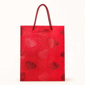 EMP-BOLSA-CORAZONES-ROJA-003-01 Bolsa de Regalo Roja con Corazones Metalizados