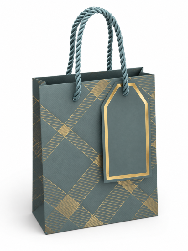 EMP-BOLSA-VERDE-PETROLEO-PEQ-003-01 Bolsa de Regalo Pequeña Verde Petróleo con Diseño Dorado