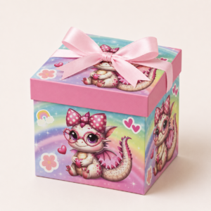 EMP-CAJA-DRAGON-ROSADA-004-01 Caja de Regalo Infantil – Dragón Rosado con Gafas de Corazón