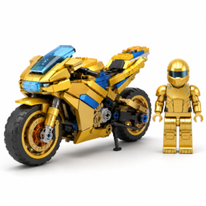 Heroes Assemble Modelo 02 – Moto Dorada con Figura de Iron Man Dorado