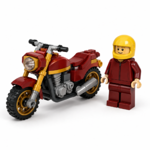 HEROES-86050-05-01 Heroes Assemble Modelo 05 – Moto Roja y Amarilla con Figura de Iron Man
