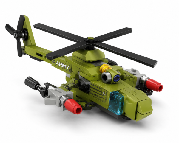 THUNDER-BLK020-04-01 Thunder War Vehículo 04 – Helicóptero Militar de 103 Piezas
